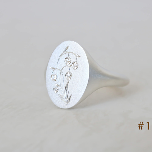 鈴蘭｜和彫りシグネットリング#11号 指輪・リング KANAITO Jewelry