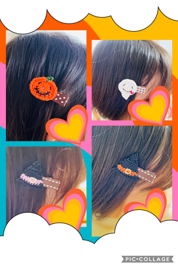 【3個セット】ハロウィン♡かぼちゃ＆おばけ＆魔女帽子のベビーヘアクリップ♡ 赤ちゃん　出産祝い　秋　クリスマス 6枚目の画像