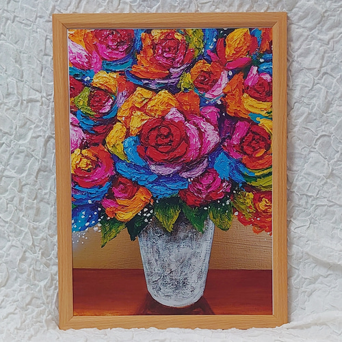 アートプリント【レインボーローズ】 絵画 HR 通販 14389452