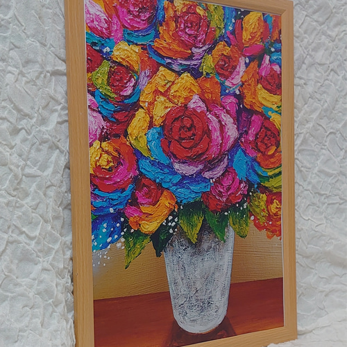 激安通販の 絵画 アートプリント【レインボーローズ】 HR 14389452 通販 絵画