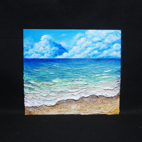 油絵 油彩 油彩画 絵 絵画 ミニ絵画【真夏の海】 油絵 油彩 油彩画 絵 絵画【夏の海】 絵画 HR 通販 14389474