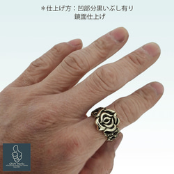 バラリング 真鍮 大小ペアあり 薔薇の指輪 茨 真鍮ゴールド 黒いぶし有なし サイズ指定 メンズ レディース とげ 棘 1枚目の画像