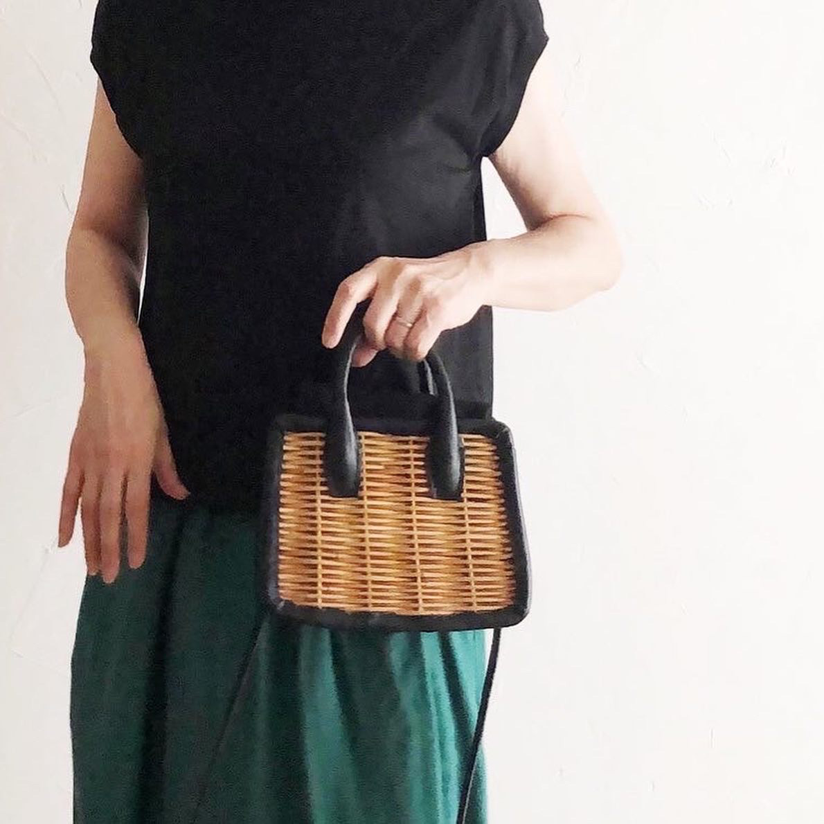 [受注オーダー]籐染のミニケリーバッグ/かごバッグ
