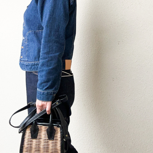 受注オーダー]籐染のミニケリーバッグ/かごバッグ かごバッグ te-tote