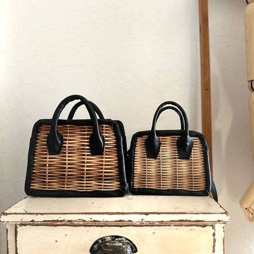 受注オーダー]籐染のミニケリーバッグ/かごバッグ かごバッグ te-tote