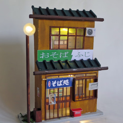 「リアル電飾」　下町のお蕎麦やさん　未着色・組立キット　ジオラマ　ミニチュア 2枚目の画像