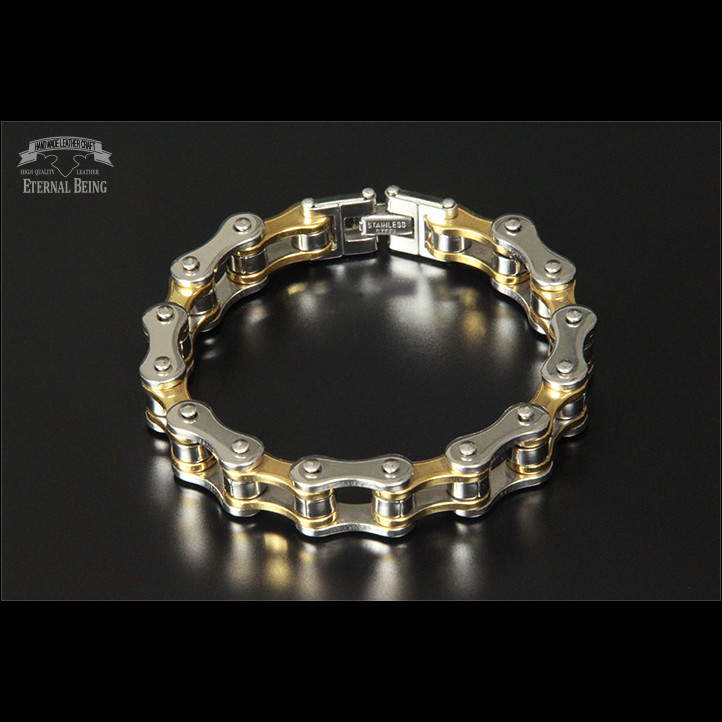 【ゴールド×シルバー】バイカーズ・チェーンブレスレット【送料無料】