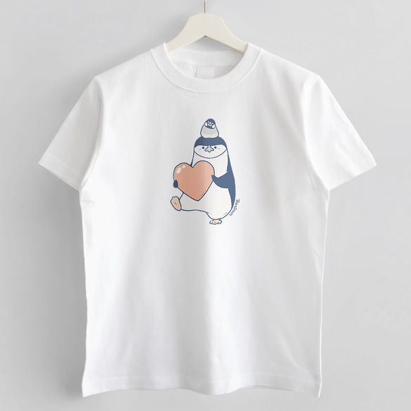 Tシャツ（優しいきもち / ヒゲペンギン＆桜文鳥） 2枚目の画像