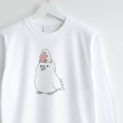 長袖Tシャツ（優しいきもち / タイハクオウム＆白文鳥） 1枚目の画像