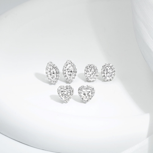 ハートシェイプヘイローピアス E0711（4週間発送） ピアス（スタッド  