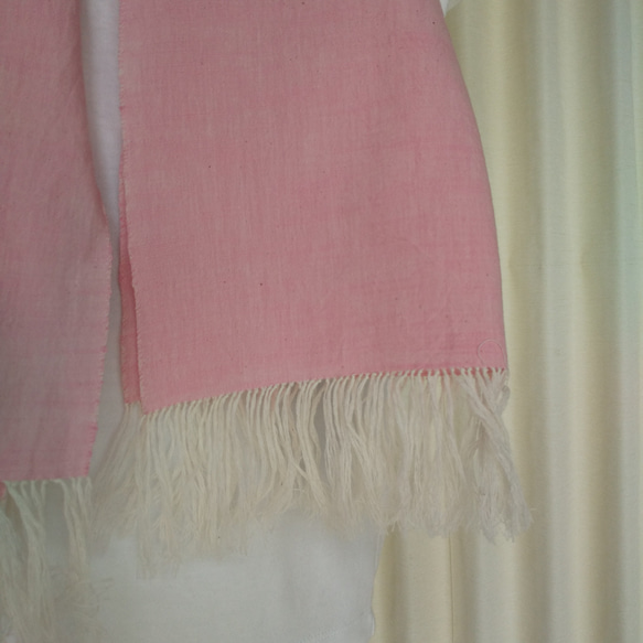 【受注製作】会津木綿　ピンクのストール 4枚目の画像