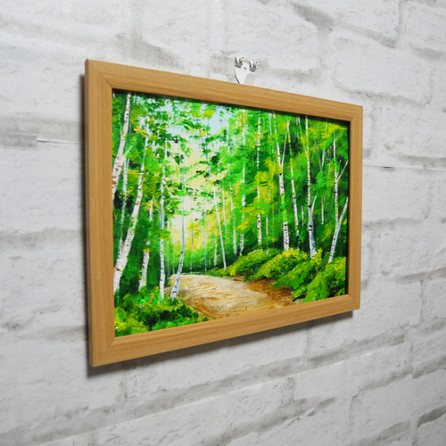 油絵 絵画 白樺林【A4】 絵画 HR 通販 14390737｜Creema