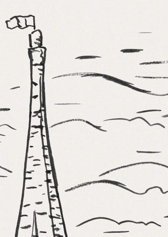 アートポスター、ドローイング、「エッフェル塔とモンマルトルの丘と太陽」見ているだけでほっこり【A-0049】 9枚目の画像