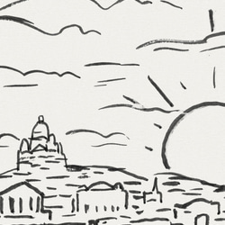 アートポスター、ドローイング、「エッフェル塔とモンマルトルの丘と太陽」見ているだけでほっこり【A-0049】 10枚目の画像