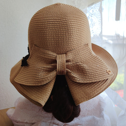 麦わら帽子 ナチュラル 帽子  UV対策 紫外線対策 日焼け対策レースモチーフ 母の日 5枚目の画像