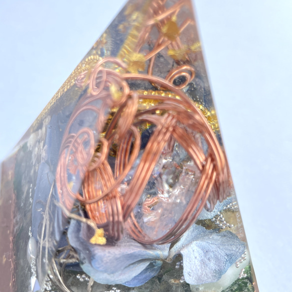 タワー　ピラミッド　シュリヤントラ　青い紫陽花　オルゴナイト　 12枚目の画像