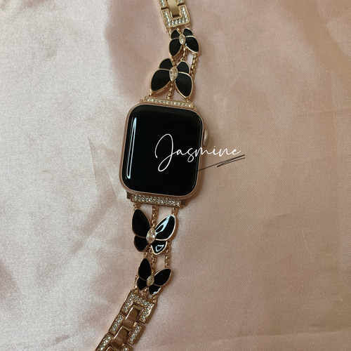 Apple Watch キラキラビジューチェーンベルト 蝶 全サイズ有り 腕時計