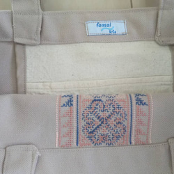 ヤオ族手刺繍シリーズ  トートバッグ/カラー• ベージュ（旧版につき送料無料） 3枚目の画像