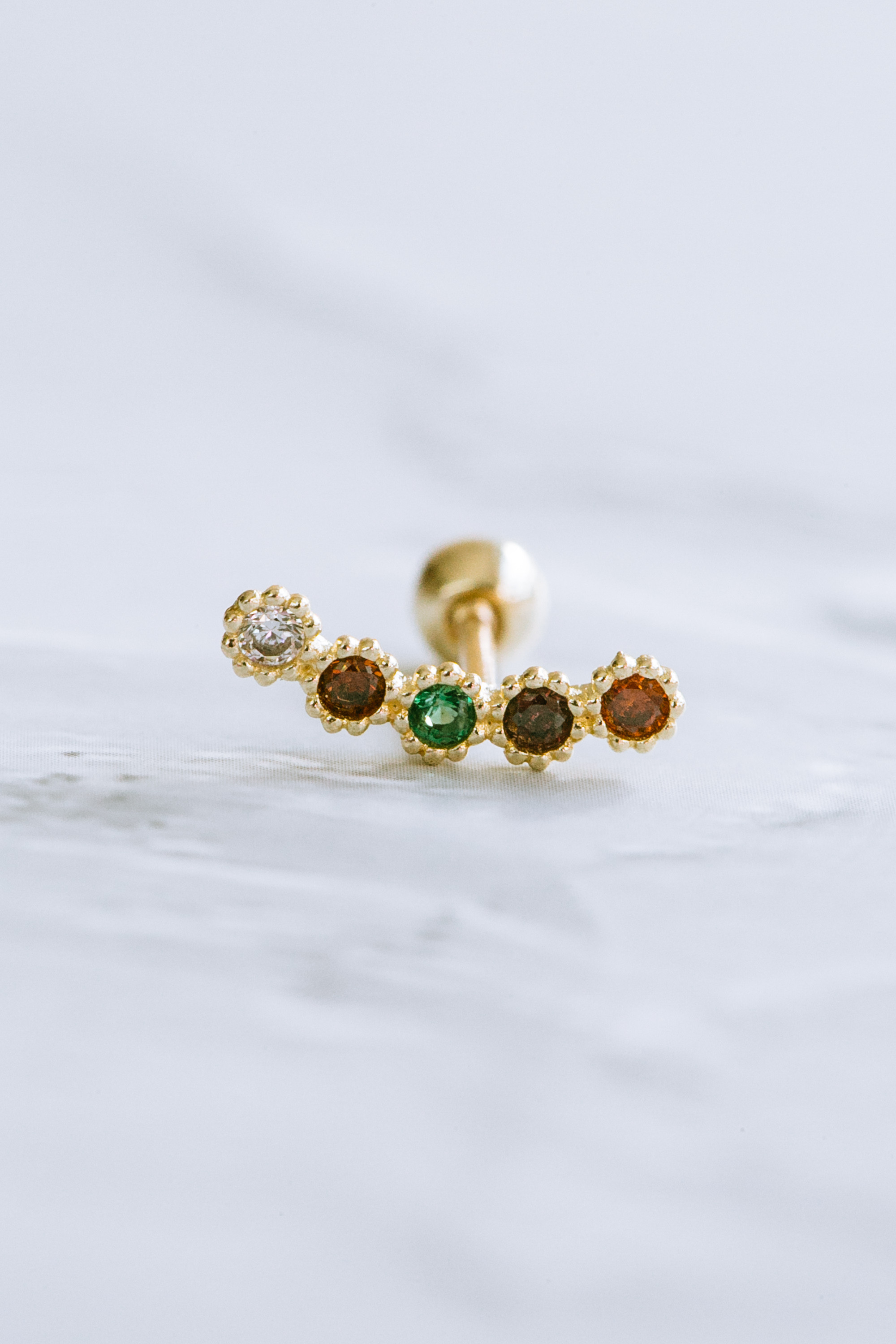 14K金 ゴールド ヘリックス 軟骨 アンチトラガス アウター インナーコンクバーベルイヤリング ピアス