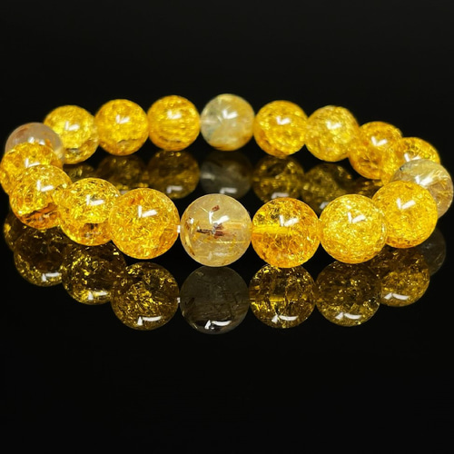 恋桜子様【お取り置き品】ゴールドルチル シルバールチル ブレスレット 相性抜群の組み合わせ】10mm 天然石 ゴールドルチル シトリン クラック