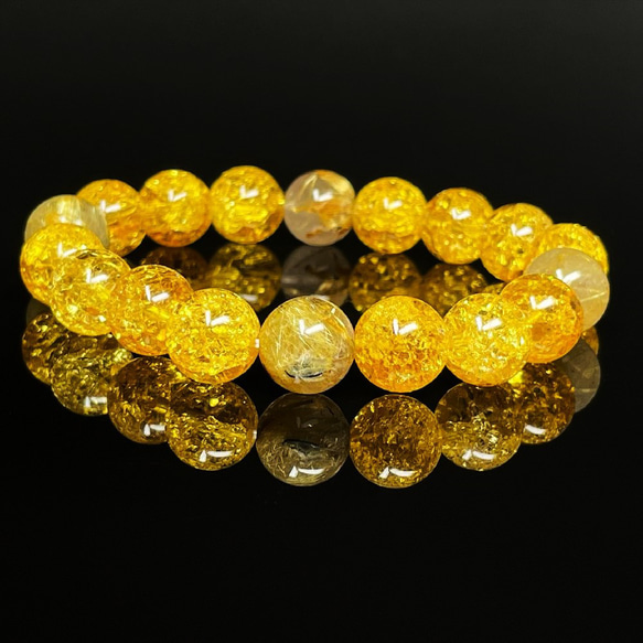 相性抜群の組み合わせ】10mm 天然石 ゴールドルチル シトリン クラック