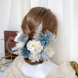 装いの時間 【 white × blue ﾋﾟｵﾆｰ 】 ヘッドドレス アクセサリー 髪飾り 結婚式 成人式 保管BOX 4枚目の画像