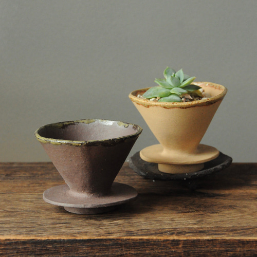 受け皿付き＊ミニ植木鉢 -コーヒードリッパー- その他インテリア雑貨