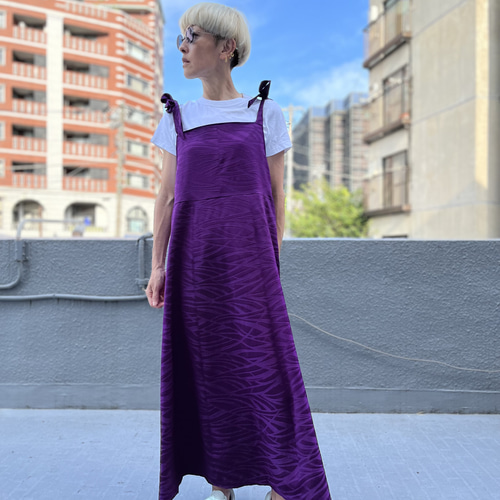 地模様着物 紋付 リユースサマードレス サロペットスカート 着物  