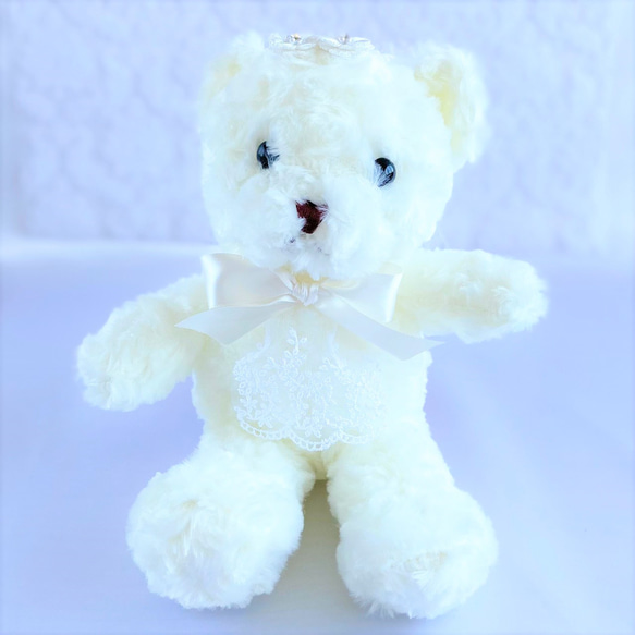 【リニューアル】ウェルカムドール 手作り ホワイトベア 熊 完成品 2体セット ウェディング 結婚式 ぬいぐるみ 人形 5枚目の画像