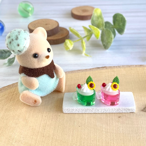 569 ＊ハートのグラスの夏のドリンク＊ 2個セット ミニチュア ドリンク