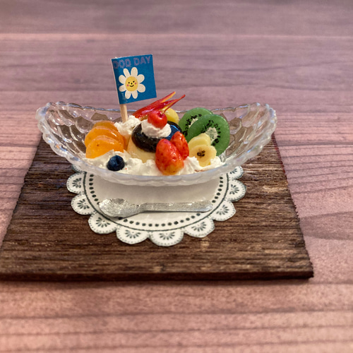 No.211◆ プリンアラモードのスイーツセット ◆　ミニチュア No.211◇ プリンアラモードのスイーツセット ◇ ミニチュア No.211