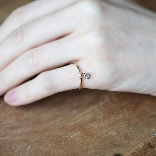 K9 リング ダイヤモンド K10ダイヤモンド ヘキサゴンチェーンモチーフ リング