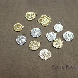 [2 件] 羅馬硬幣設計仿古風格吊墜 [金色] -mt-3726 第7張的照片