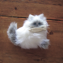 客製化&gt;&gt; PEPOSO：毛茸茸的動物「貓」貓/尖頭白色x灰色 第6張的照片