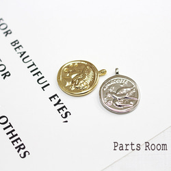 [2 件] 雙面（鳥王）硬幣設計吊墜 [銀]-mt-3731 第7張的照片