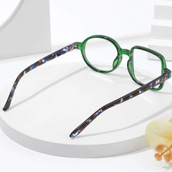 □-○ 丸四角の非対称フレーム｜グリーン｜老眼鏡、だてメガネ、近視用として作成できます 3枚目の画像