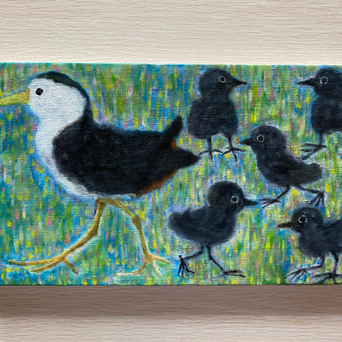 【絵画】ネイチャーアート　「カモの親子」原画 絵画】ネイチャーアート 「カモの親子」原画