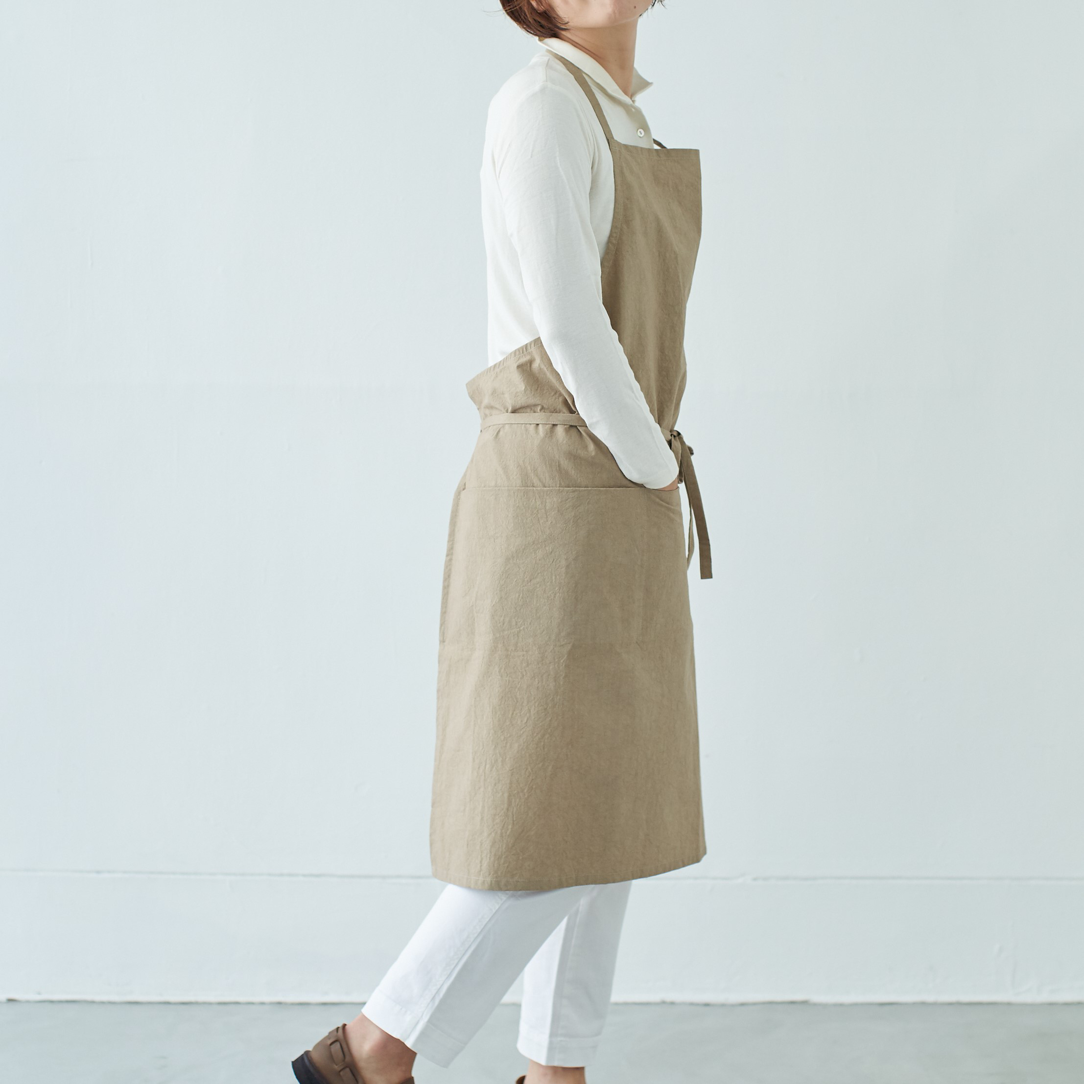 チムニーエプロンDR　chimneyapron DR / コットン　cotton　ベージュ