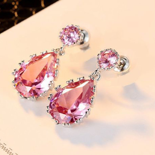 ☆パパラチアサファイア ドロップ ピアス ジュエリー＃レディース