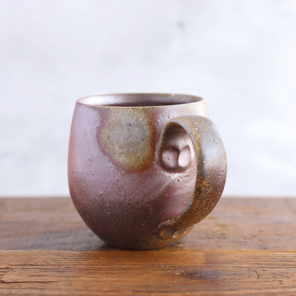 備前焼　丸いマグカップ【A】【陶器】 3枚目の画像