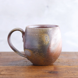 備前焼　丸いマグカップ【A】【陶器】 2枚目の画像