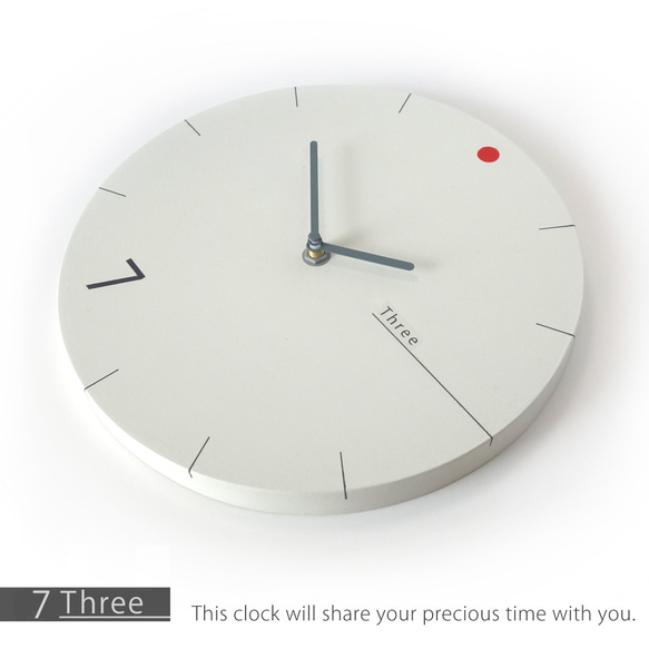 【送料無料】手作りの掛け時計　MUU CLOCK  7-Three おしゃれな時計　インテリア シンプルデザイン 白系　 5枚目の画像