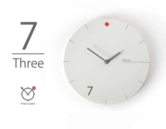 【送料無料】手作りの掛け時計　MUU CLOCK  7-Three おしゃれな時計　インテリア シンプルデザイン 白系　 1枚目の画像