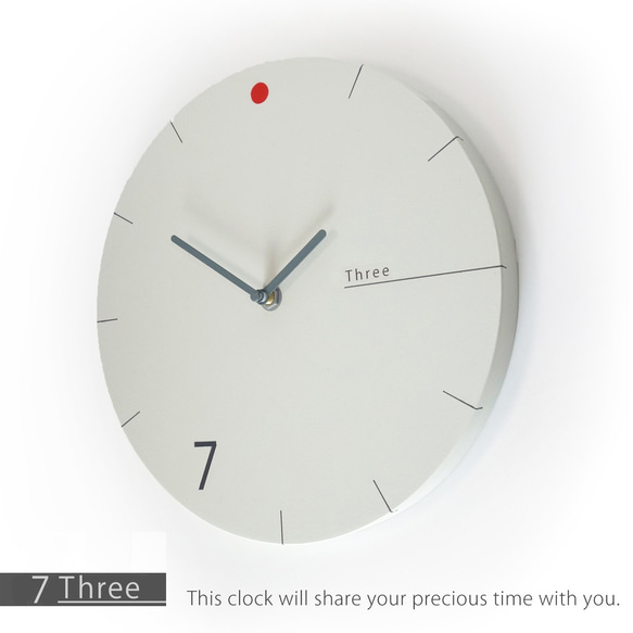 【送料無料】手作りの掛け時計　MUU CLOCK  7-Three おしゃれな時計　インテリア シンプルデザイン 白系　 4枚目の画像