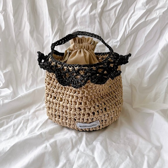 Sale!!【夏限定】aoinoレース編みミニバッグ バケツバッグ aoino mono