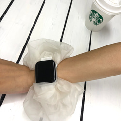 【ビックシュシュ】ハンドメイド アップルウォッチバンド ラバーベルト Apple Watch シュシュ ビック 6枚目の画像
