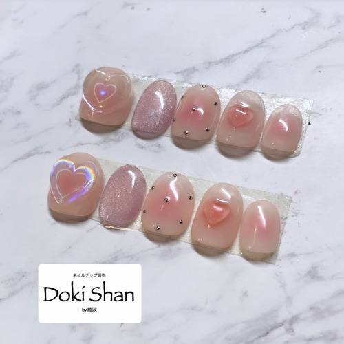 ハート型チークネイルシール I tried new heart cheek sticker gel nail at CANDO. 2024