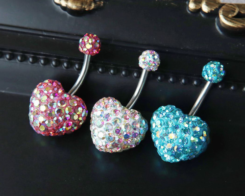 ハート ボディピアス へそピアス 臍ピアス バナナバーベル サージカル