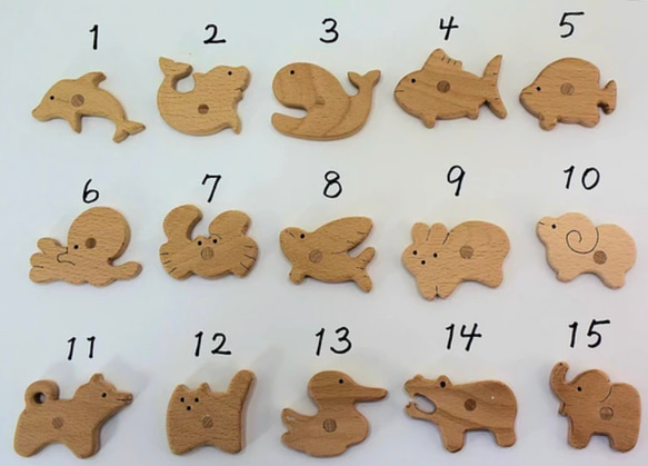 手作り　木のおもちゃ　釣り遊びセット　ターゲットの動物１０匹付き　子供　プレゼント 3枚目の画像