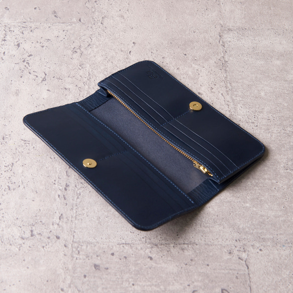 簡約零錢袋長夾 Bifold Long Wallet / 深藍 Navy 第1張的照片